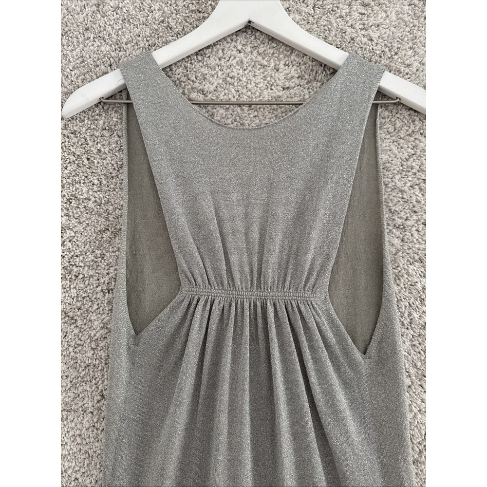 YaYa Gray Silver Metallic Razor Back Midi Dress - Size Small - Picture 5 of 7